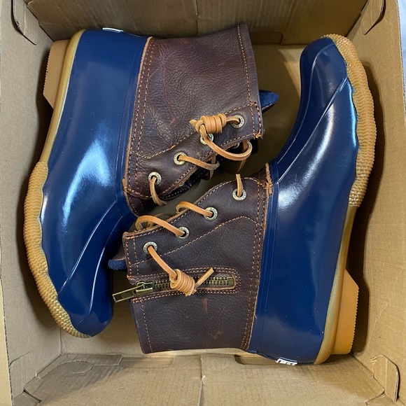 NEW Sperry Saltwater Waterproof Navy Duck Boot - Picture 8 of 16